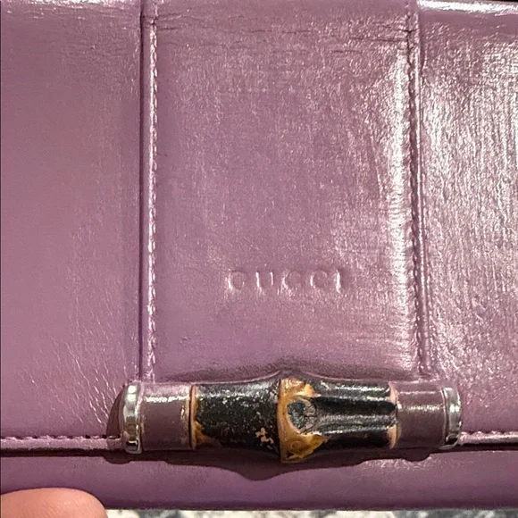 Gucci Purple Leather Zip Wallet with Bamboo Hardware - Picture 3 of 12